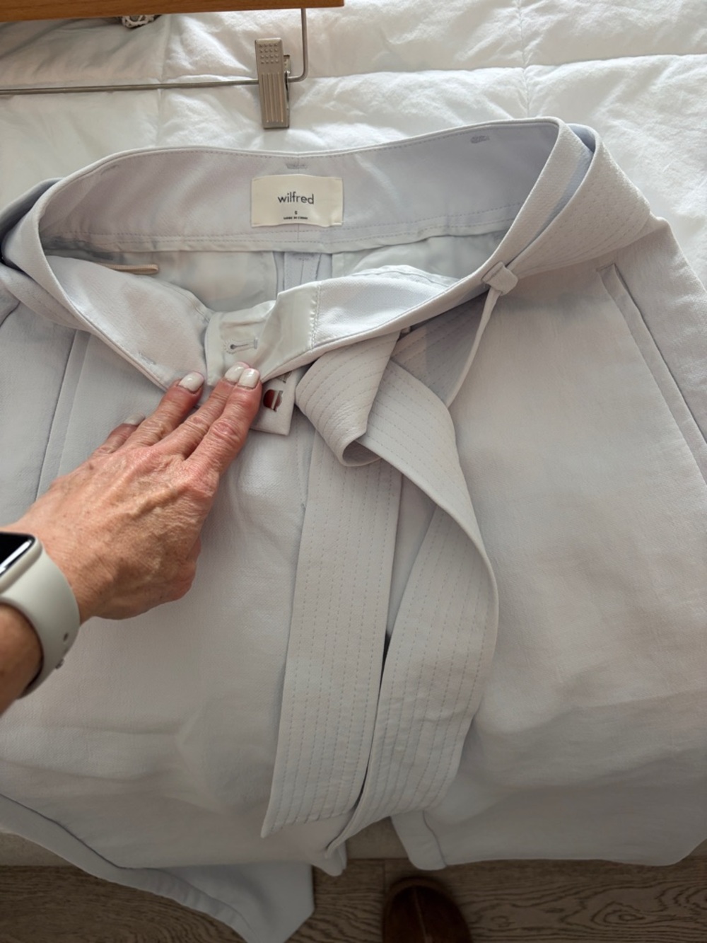 Wilfred Light Gray/ice blue Tie-Waist Button- pants